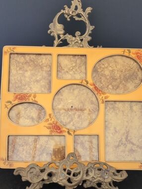 VGT,The Bucklers Inc Yellow Floral Enamel/Brass Picture Frame.
